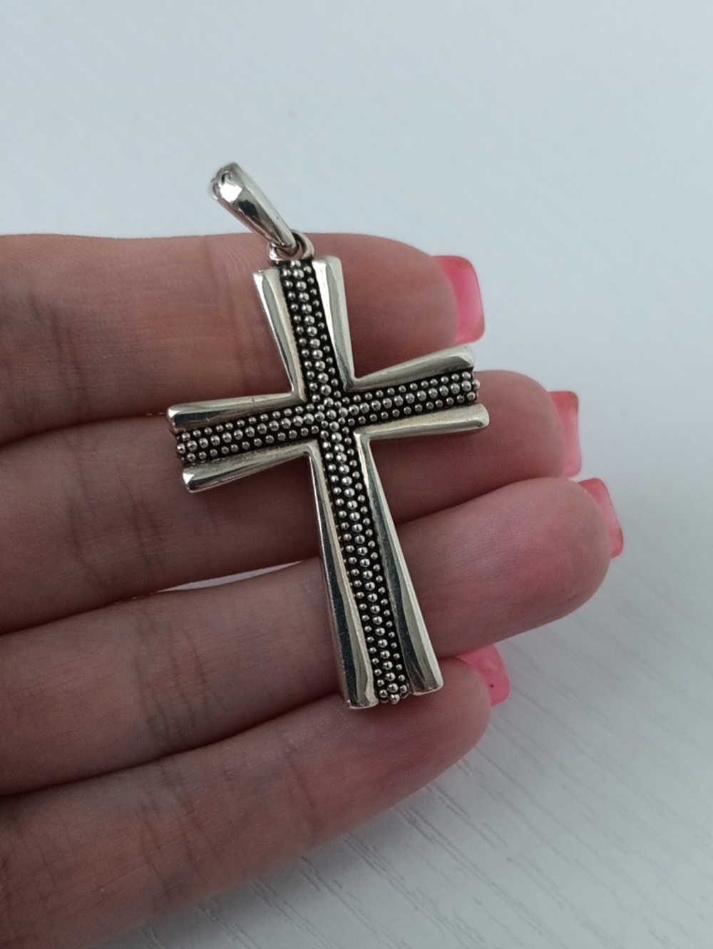 Lagos Anthem Superfine Caviar Beaded Sterling Silver Cross Amulet